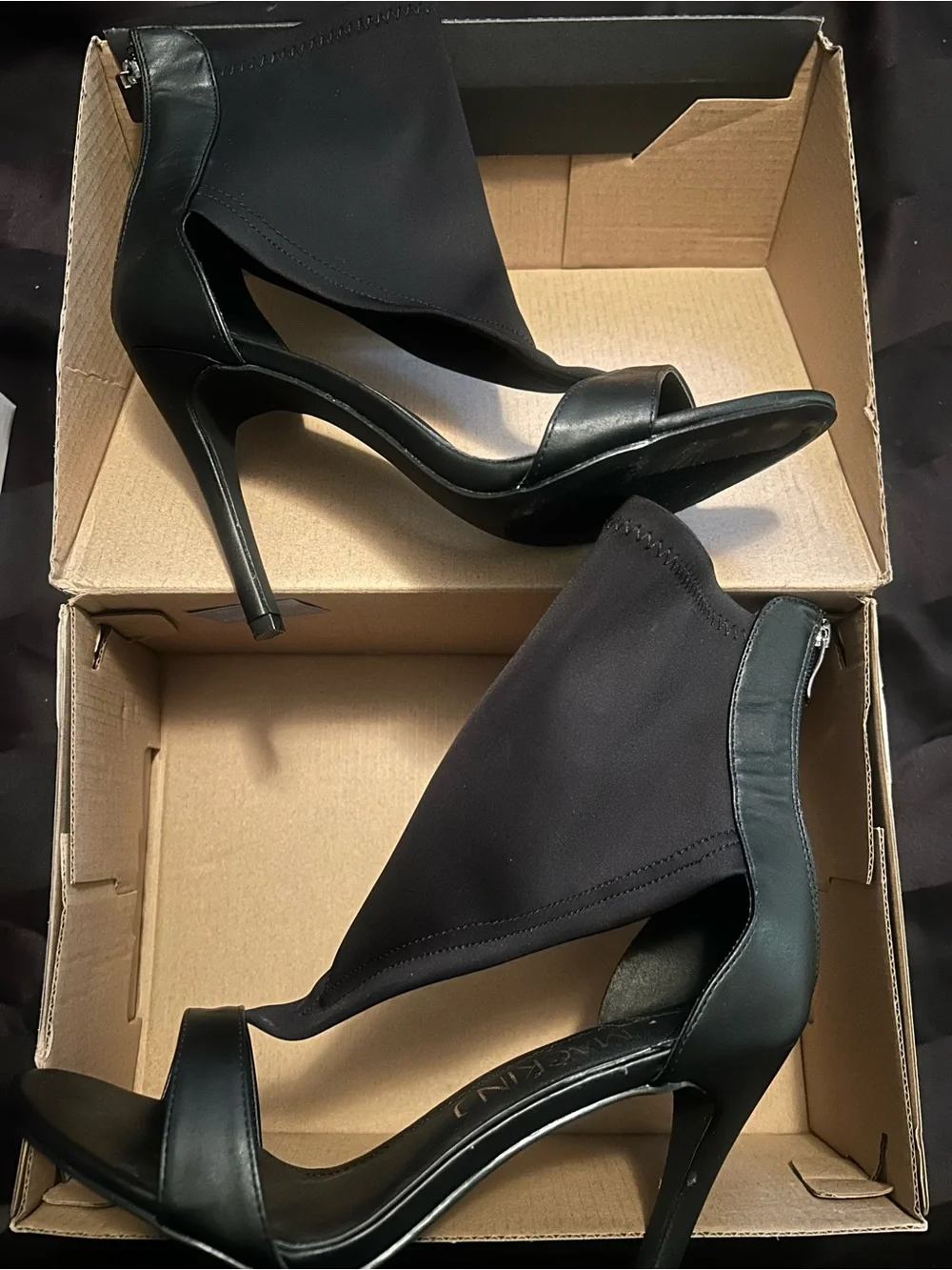 Black Women's Stiletto Ankle-Sleeve Sandal